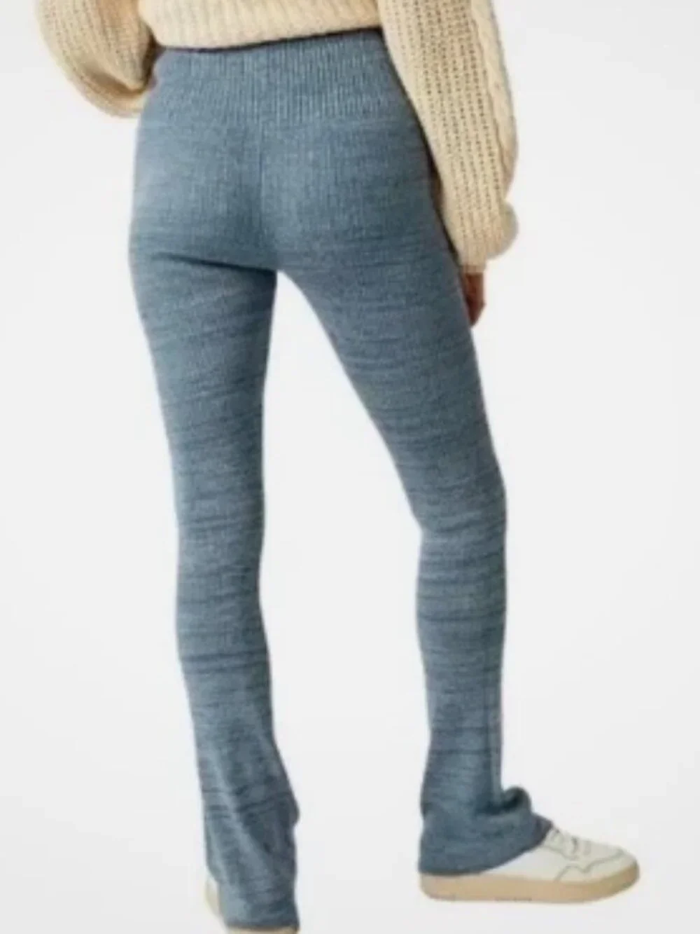 Free People Women's Ribbed Flared Leg Knit Pull On Pants Blue - S